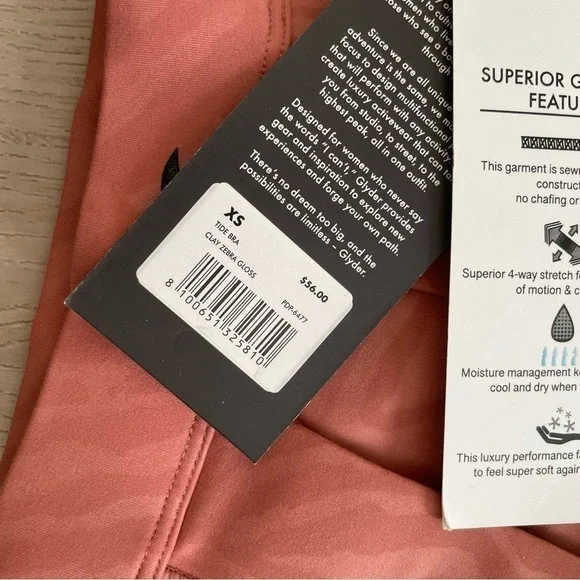 Glyder | Mauve Pink Clay Zebra Gloss Tide Sports Bra New - Picture 7 of 7